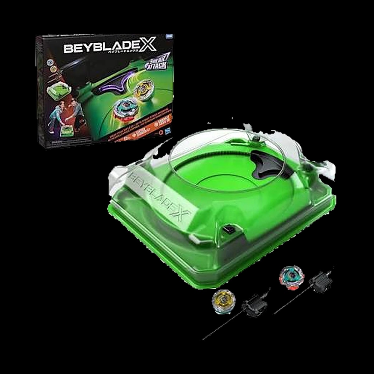 Beyblade X Sneak Attack Battle Set: stadio verde, due trottole e due lanciatori