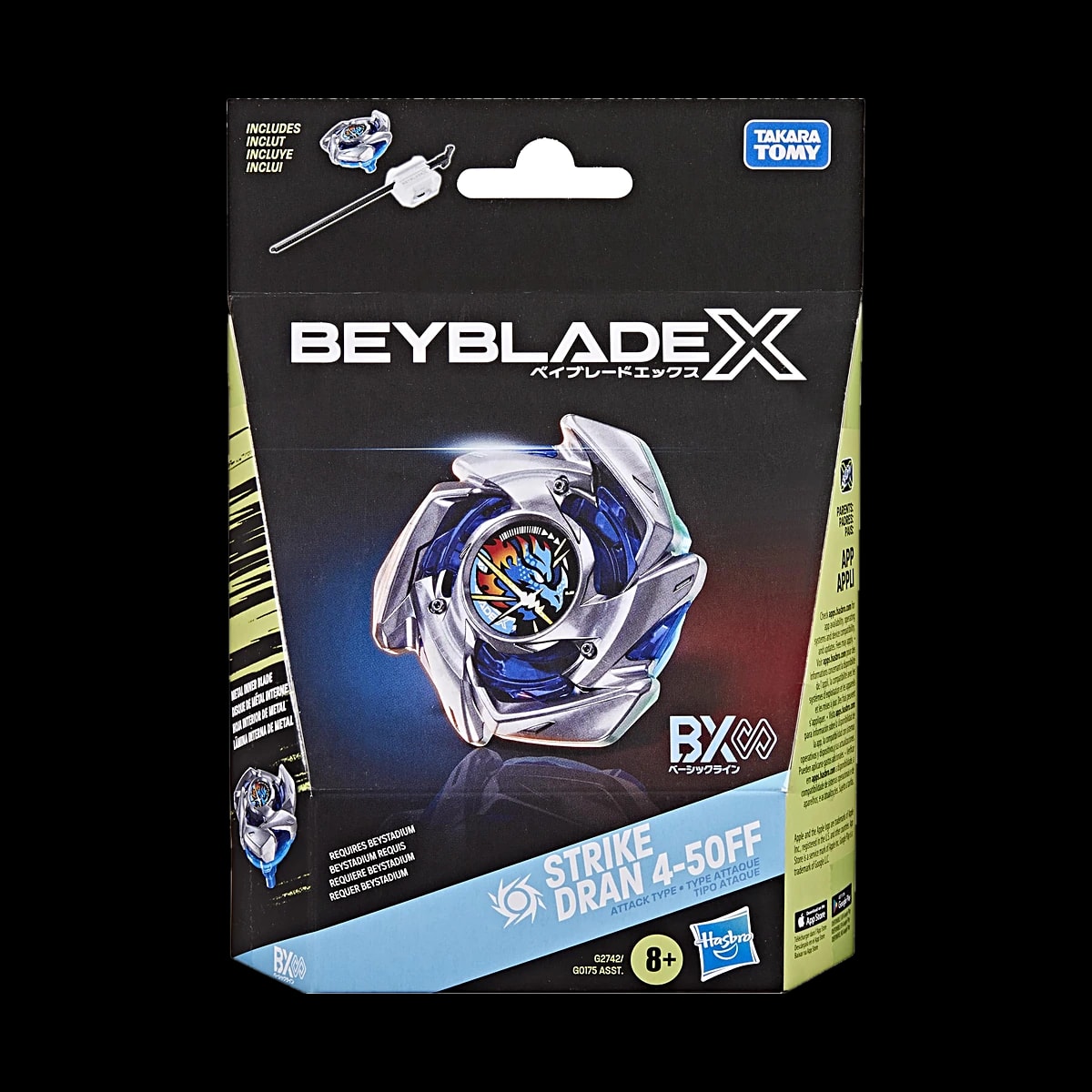 Confezione Beyblade X Strike Dran 4-50FF con trottola blu e argento