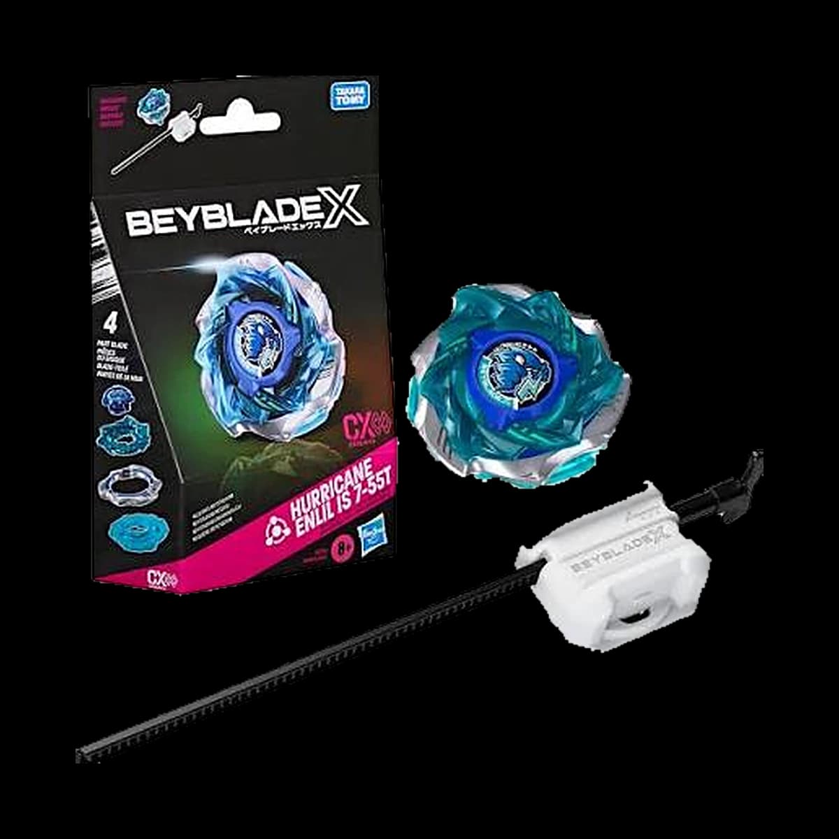 Confezione Beyblade X Hurricane Enlil IS 7-55T con lanciatore e trottola azzurra