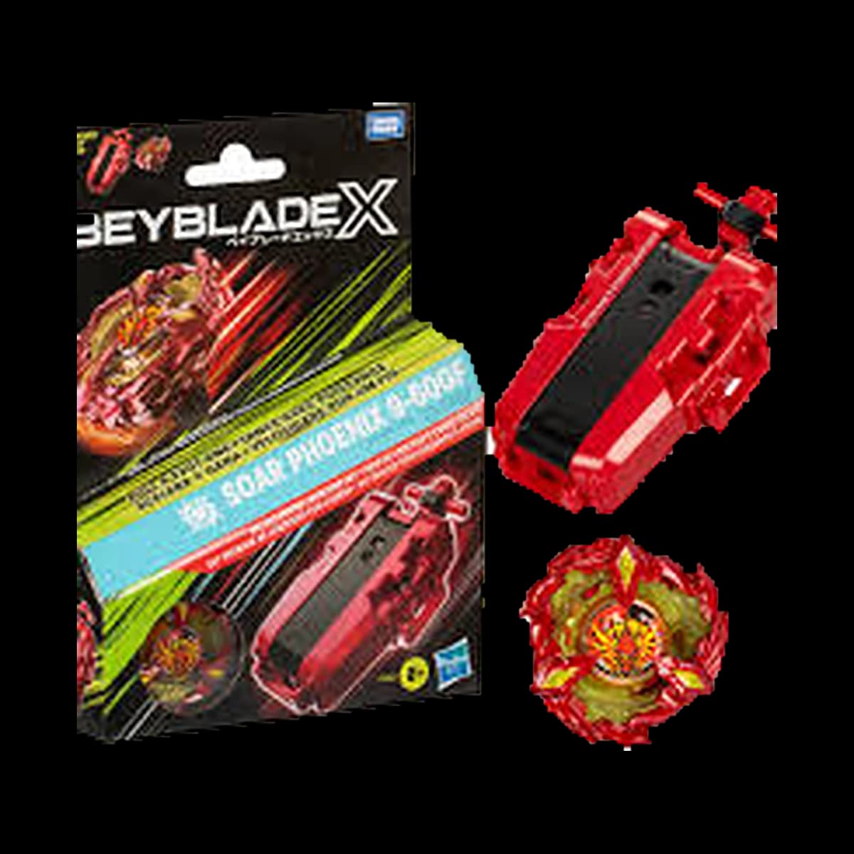 Confezione Beyblade X Soar Phoenix 9-60GF rossa con lanciatore e trottola